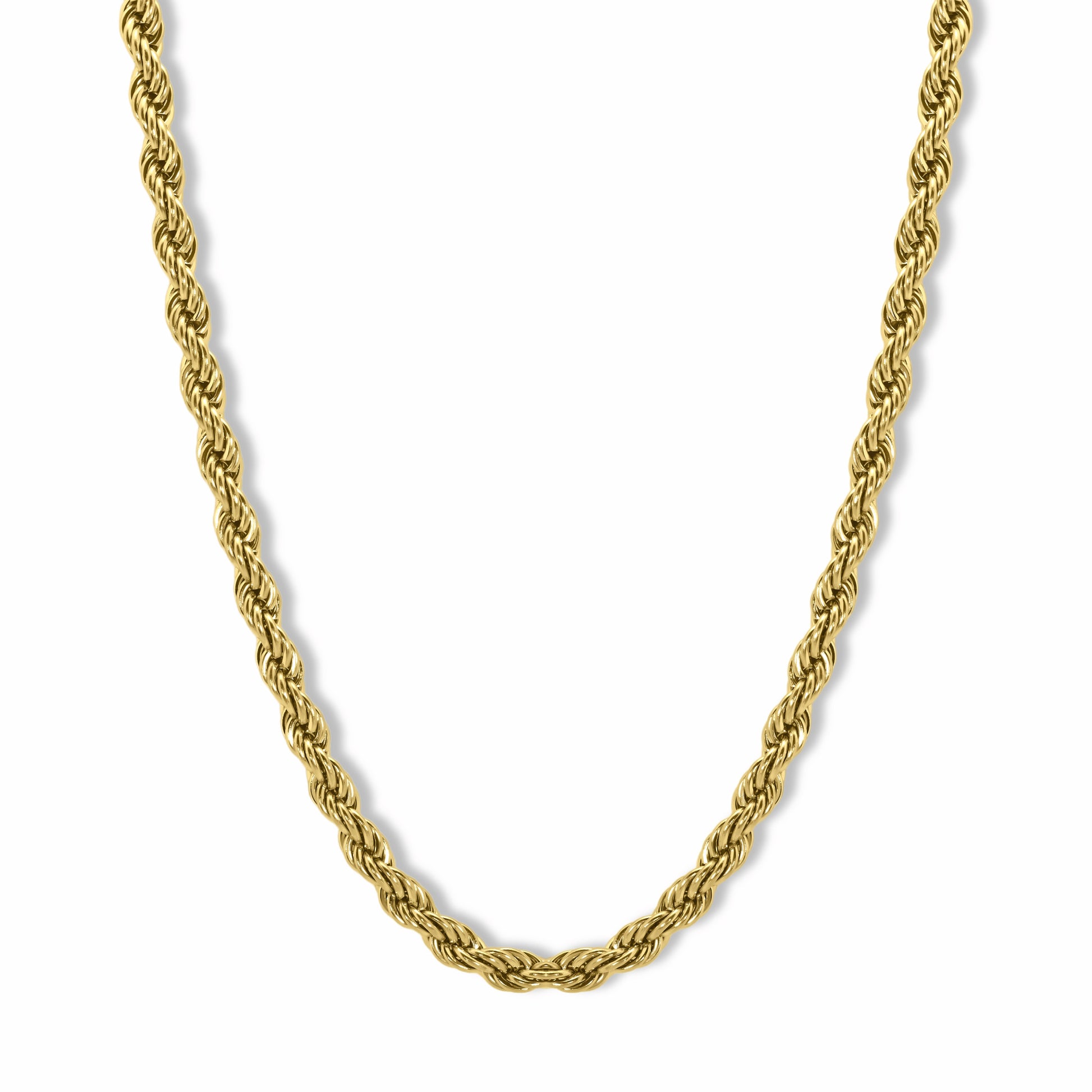 Rope Chain Gold 5mm on white background