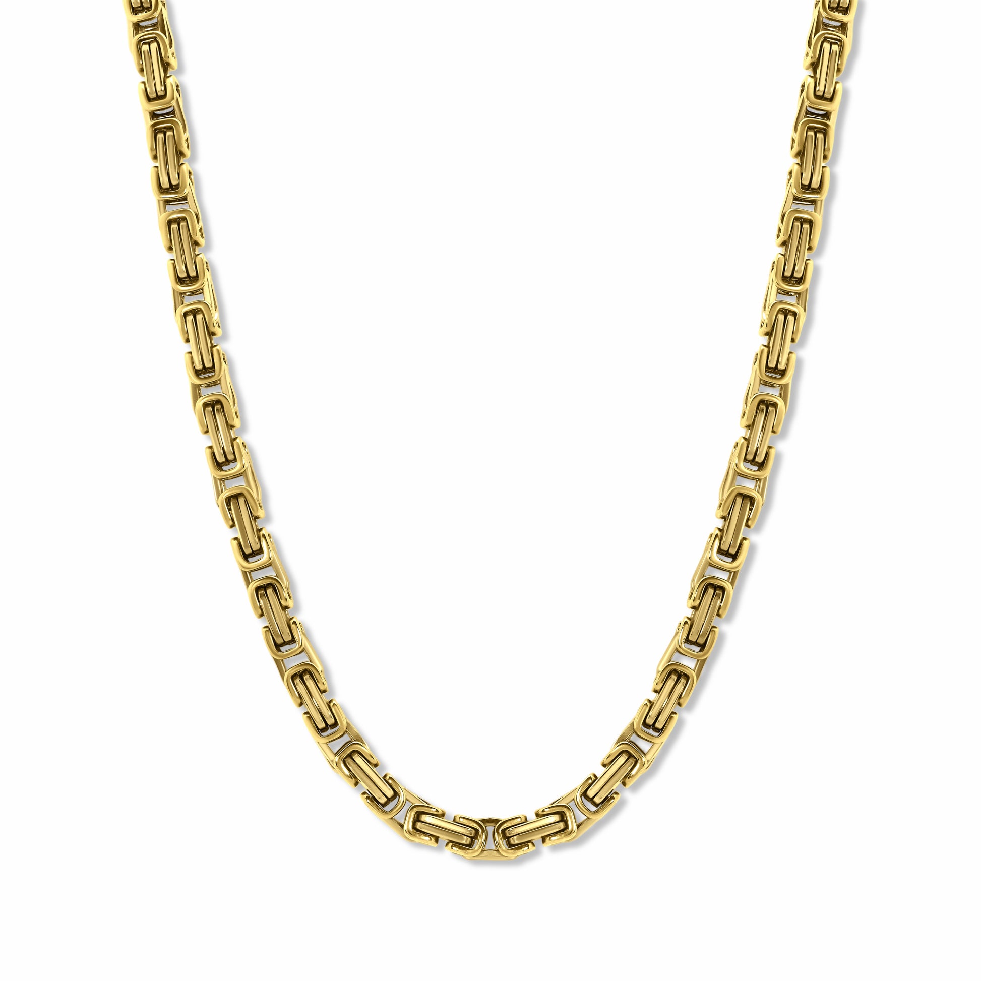 Byzantine Box Link Chain Gold 5mm on white background