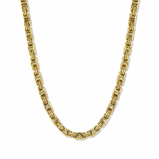 Byzantine Box Link Chain Gold 5mm on white background