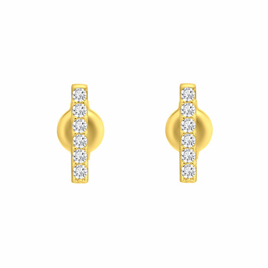Six CZ Line Gold Earrings