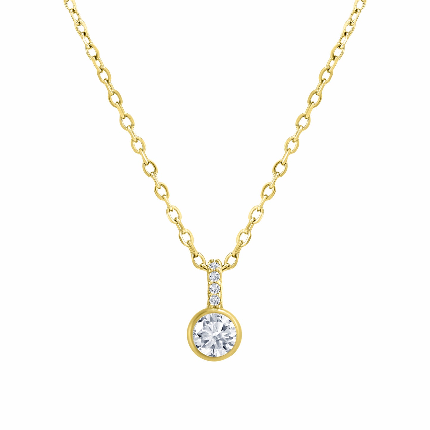 Aureola Cubic Zirconia Gold Necklace