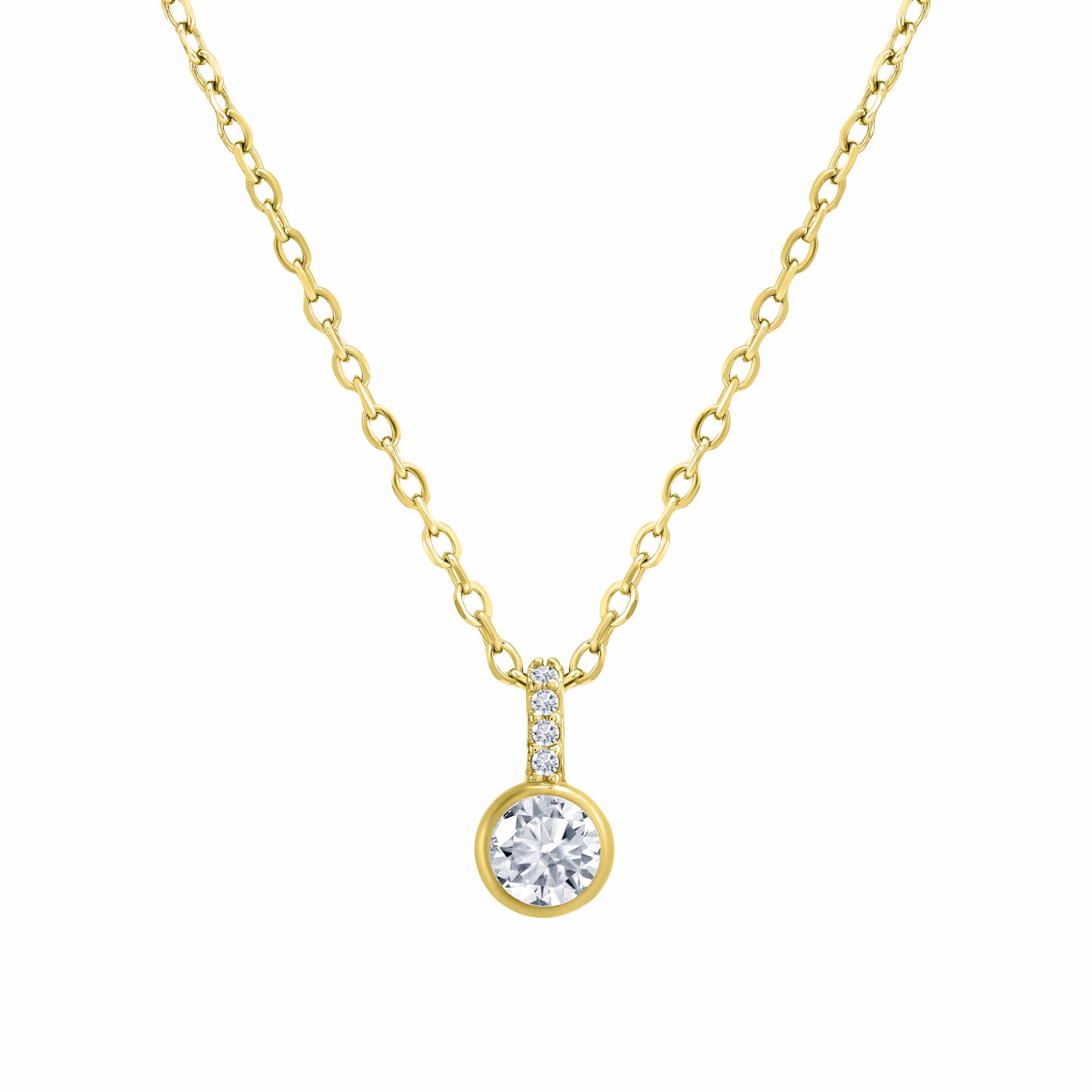 Aureola Cubic Zirconia Gold Necklace