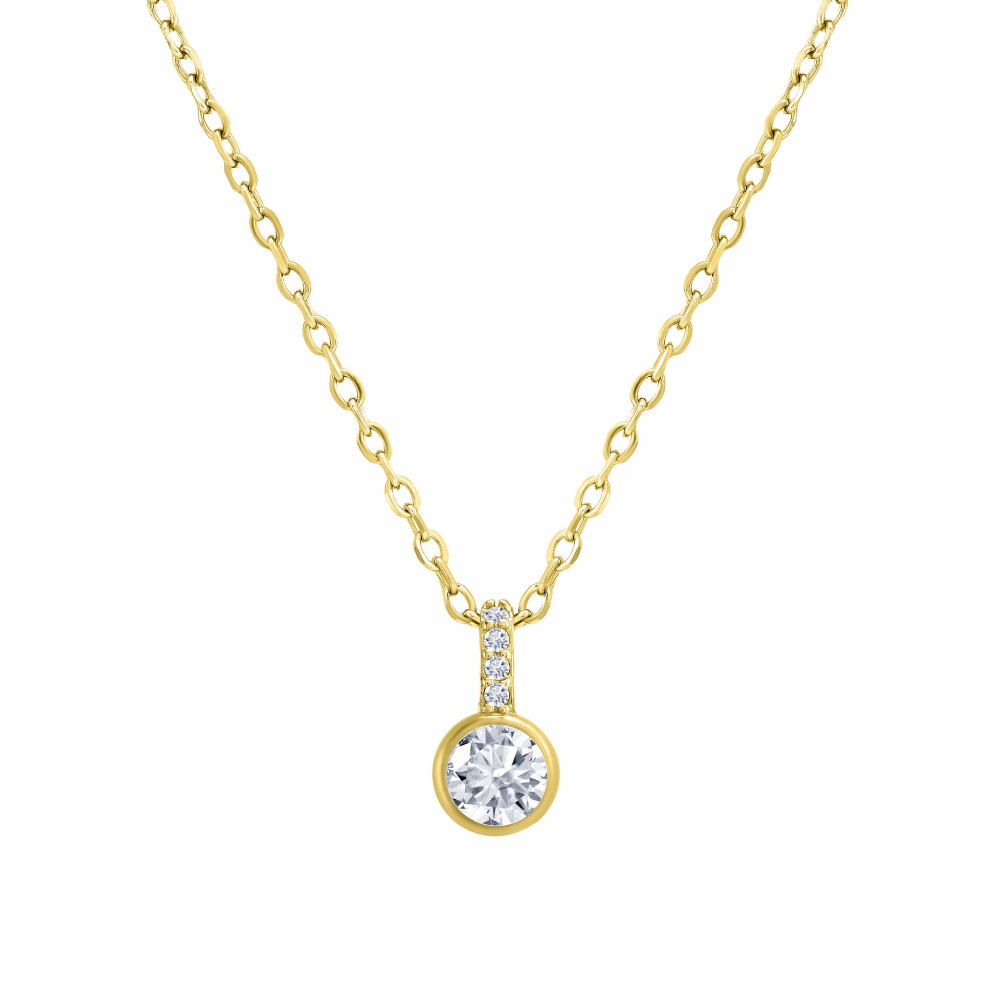 Aureola Cubic Zirconia Gold Necklace