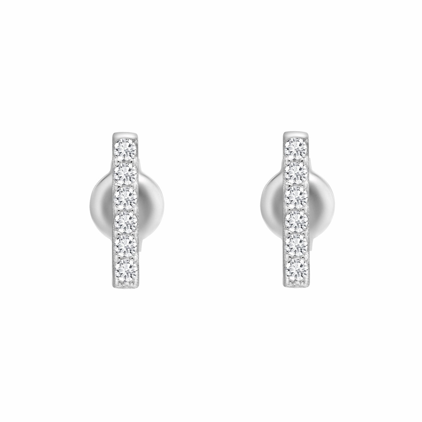 Six CZ Line Silver Earrings