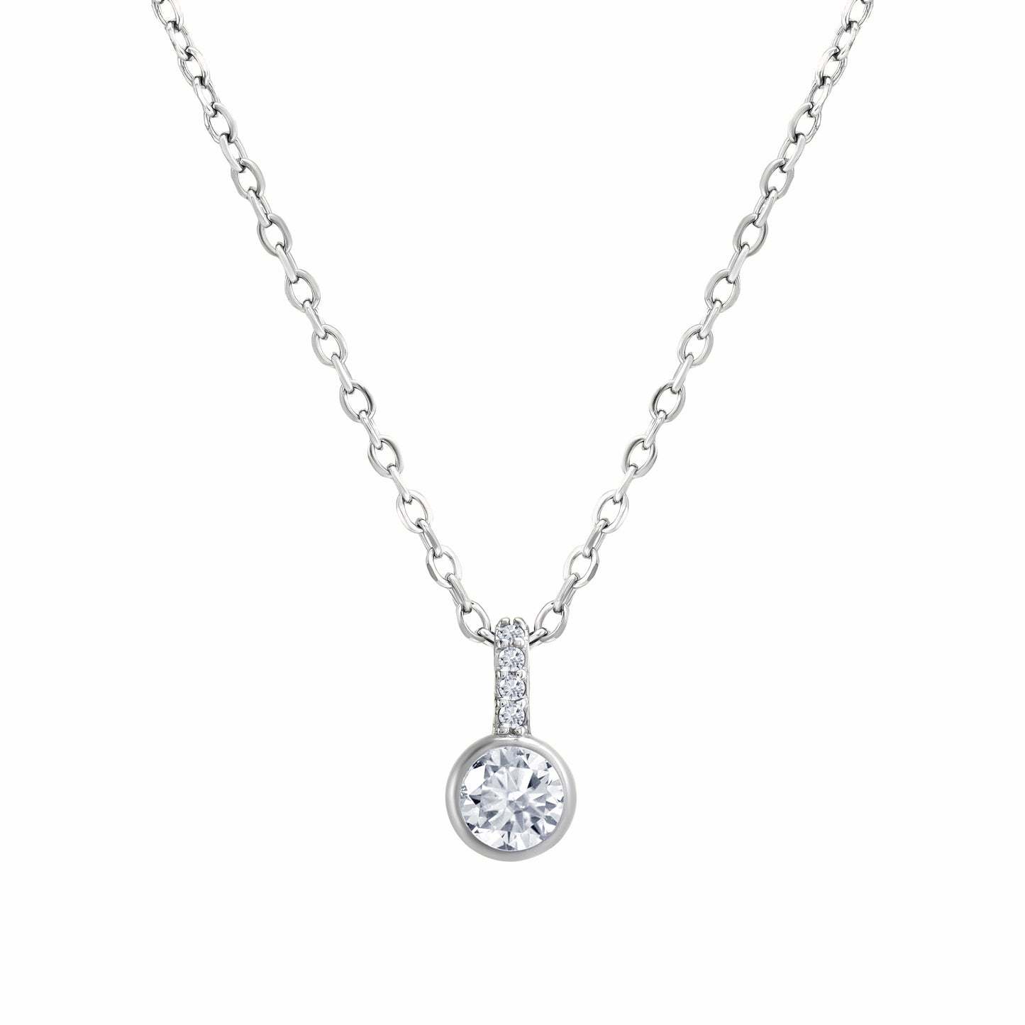 Aureola Cubic Zirconia Silver Necklace