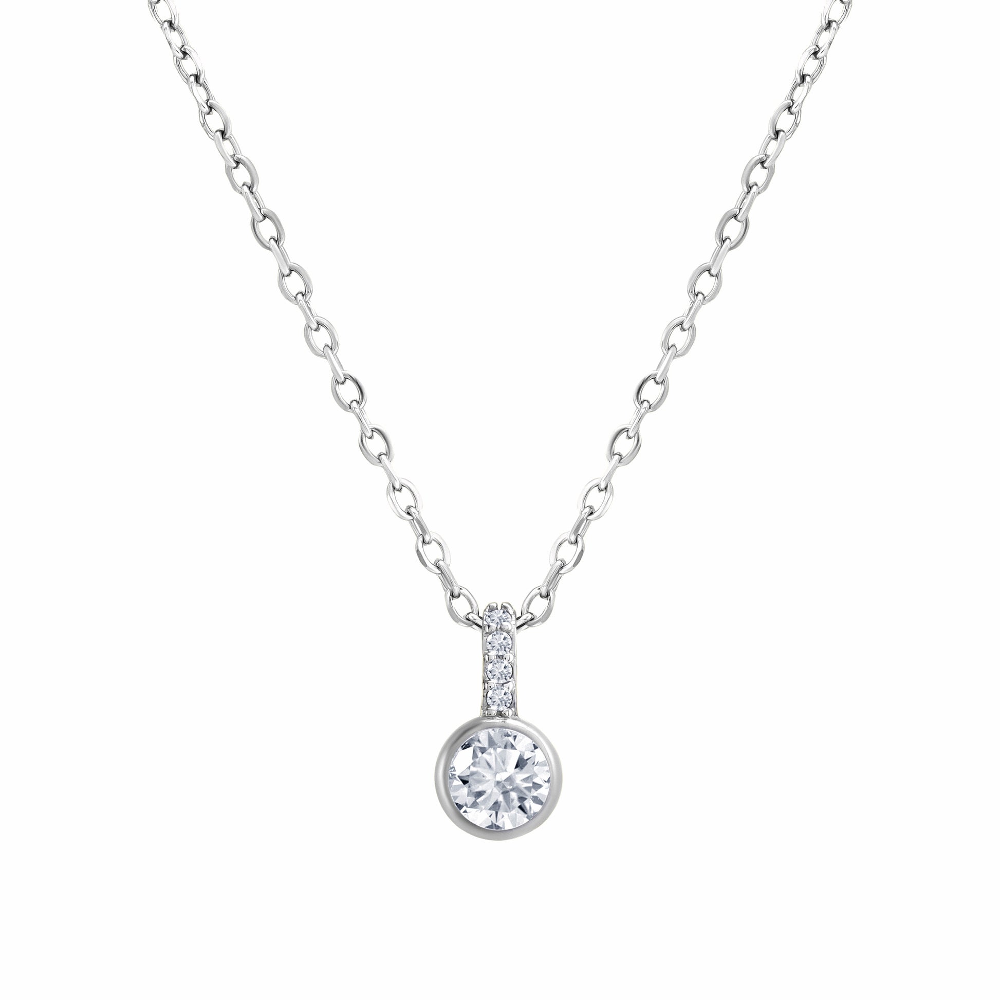 Aureola Cubic Zirconia Silver Necklace