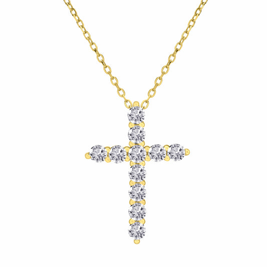Cross CZ Gold Necklace