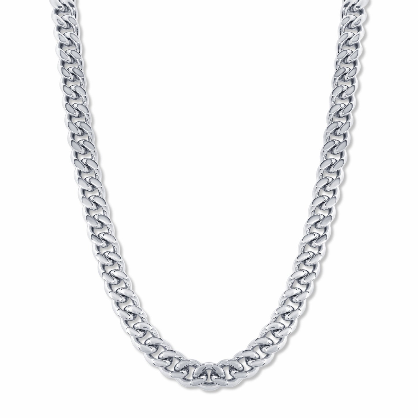 Cuban Chain Silver 8mm on white background