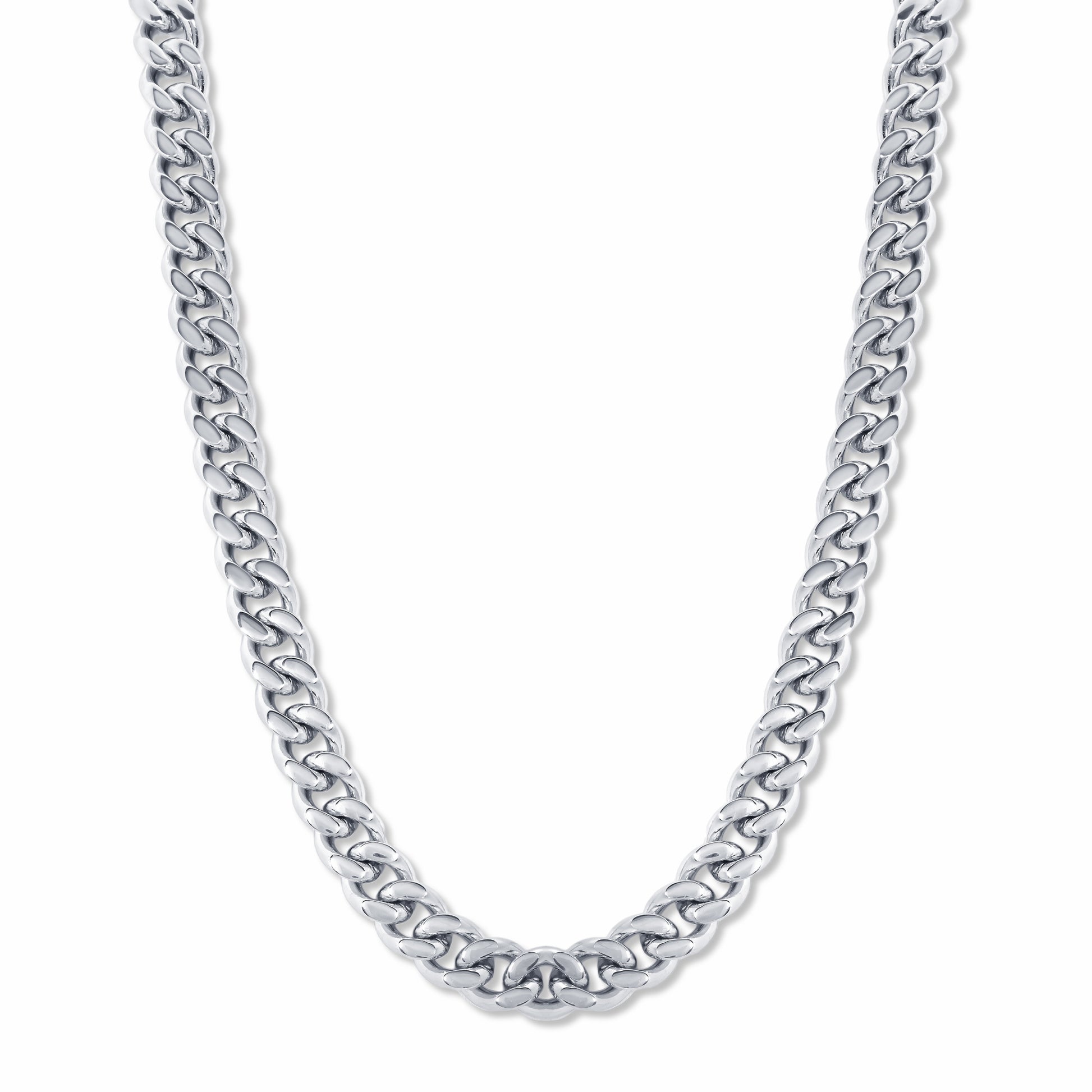 Cuban Chain Silver 8mm on white background