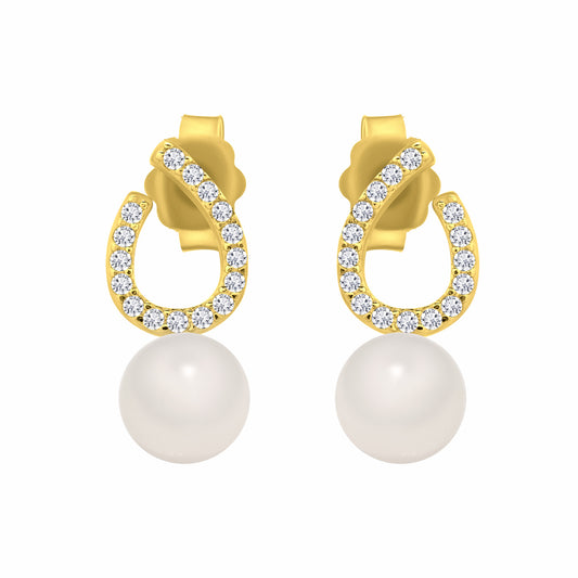 Pearl Iced Gold Earrings