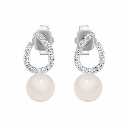Pearl Iced Silver Earrings