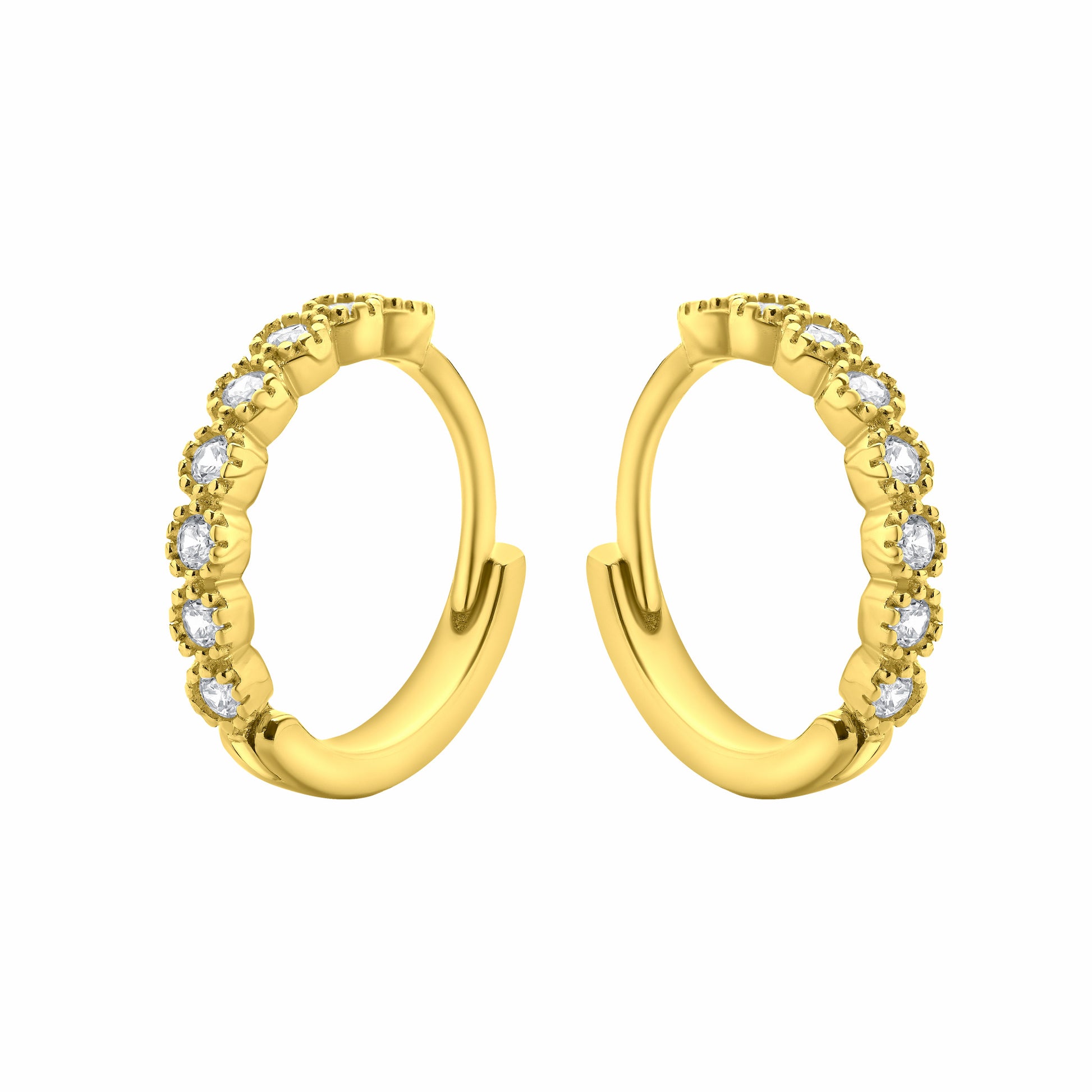 Huggie Hoop CZ Gold Earrings