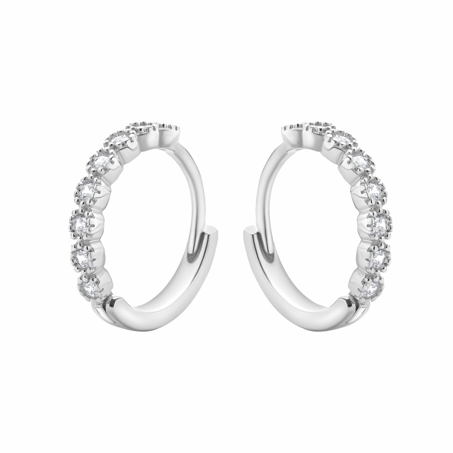 Huggie Hoop CZ Silver Earrings