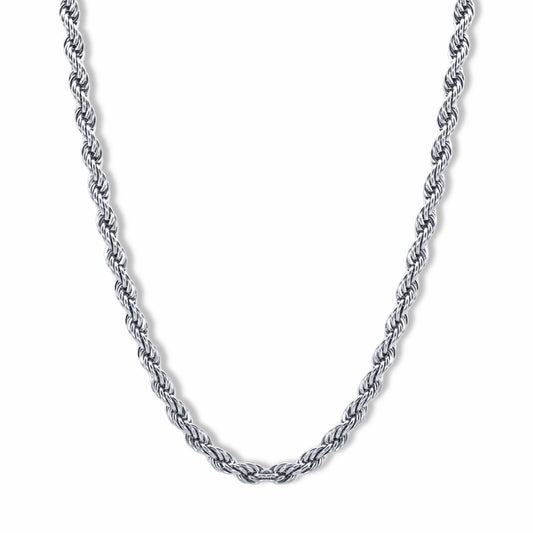 Rope Chain Silver 5mm on white background