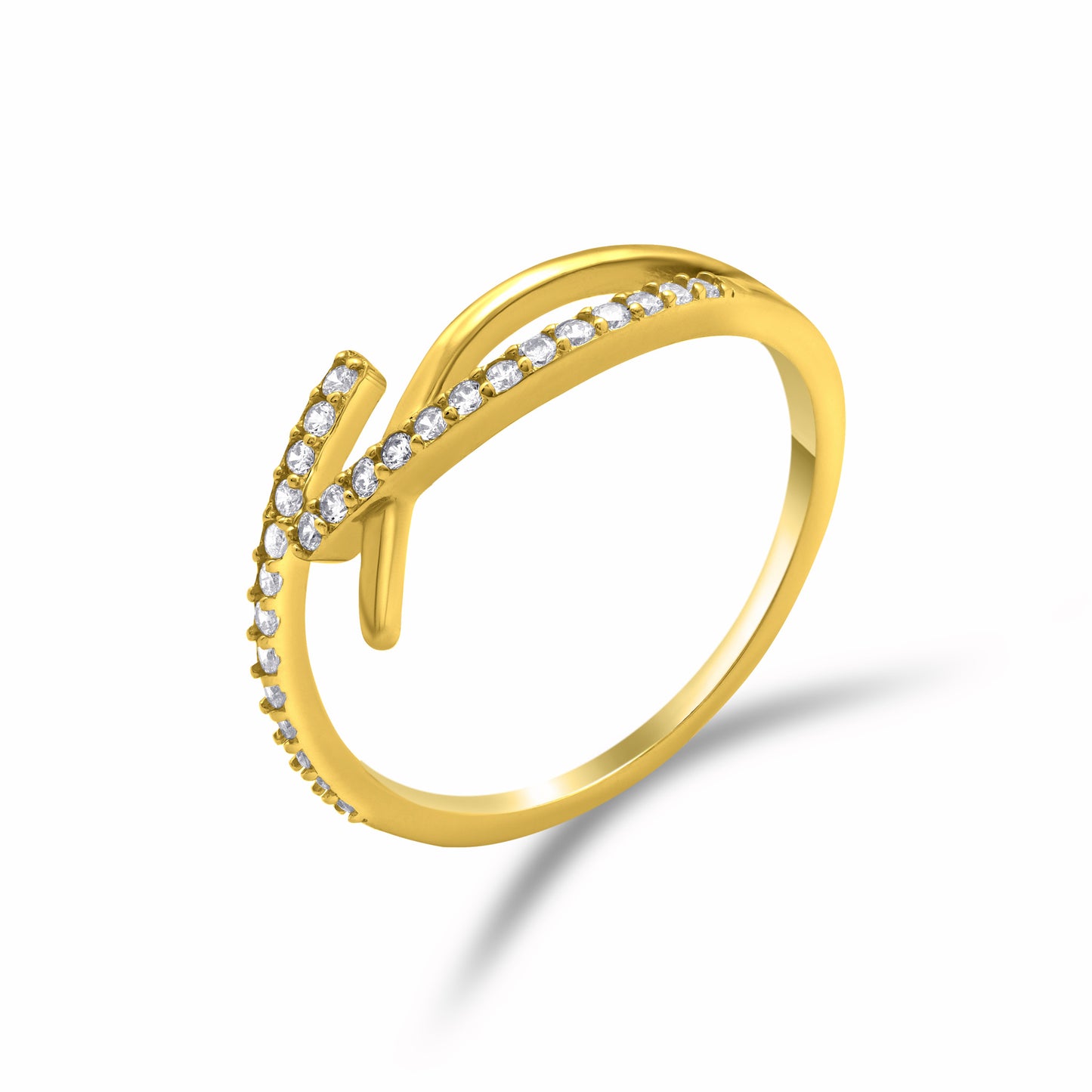 Criss Cross CZ Gold Ring