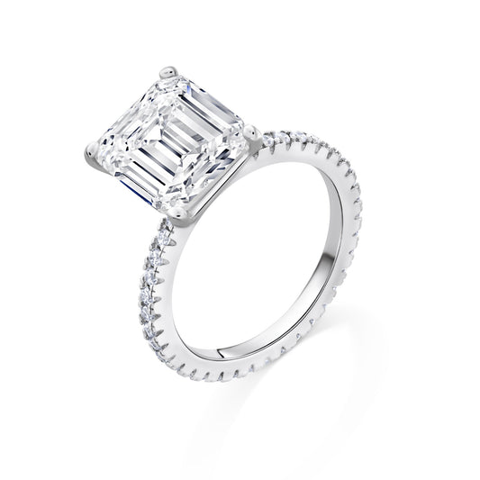 Paradox 925 Sterling Silver Emerald Cut Cubic Zirconia Ring on white background.