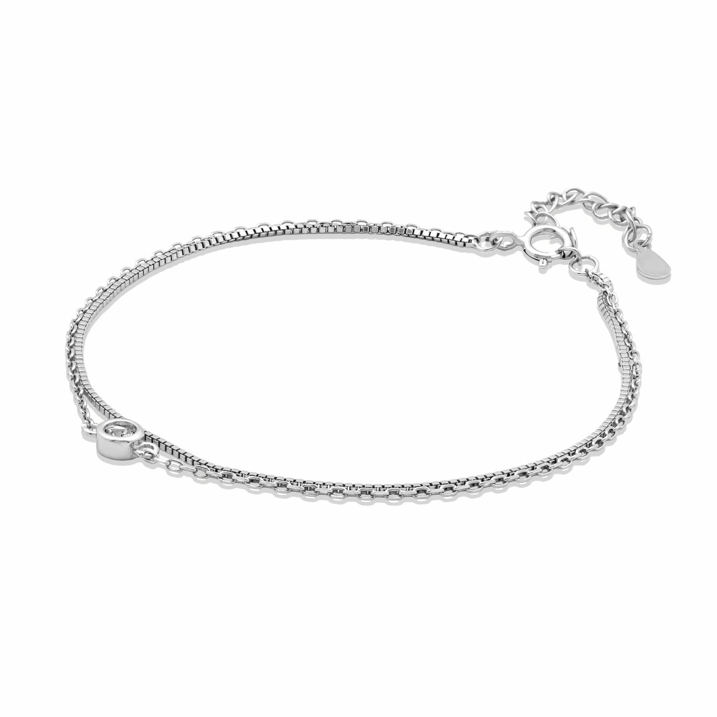 Box Link Double Layer Silver Bracelet