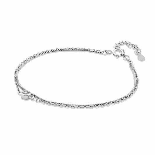 Box Link Double Layer Silver Bracelet