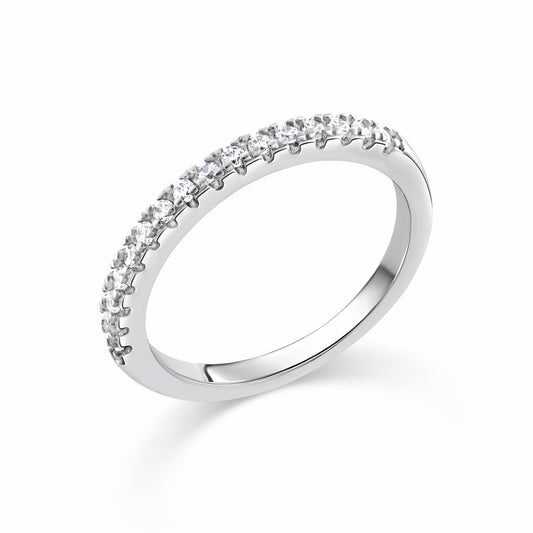 Half Eternity Cubic Zirconia 925 Sterling Silver Ring Band on a white background
