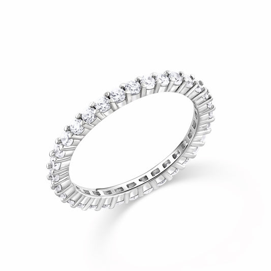 Gulf Eternity Cubic Zirconia 925 Sterling Silver Tennis Band Ring on white background.