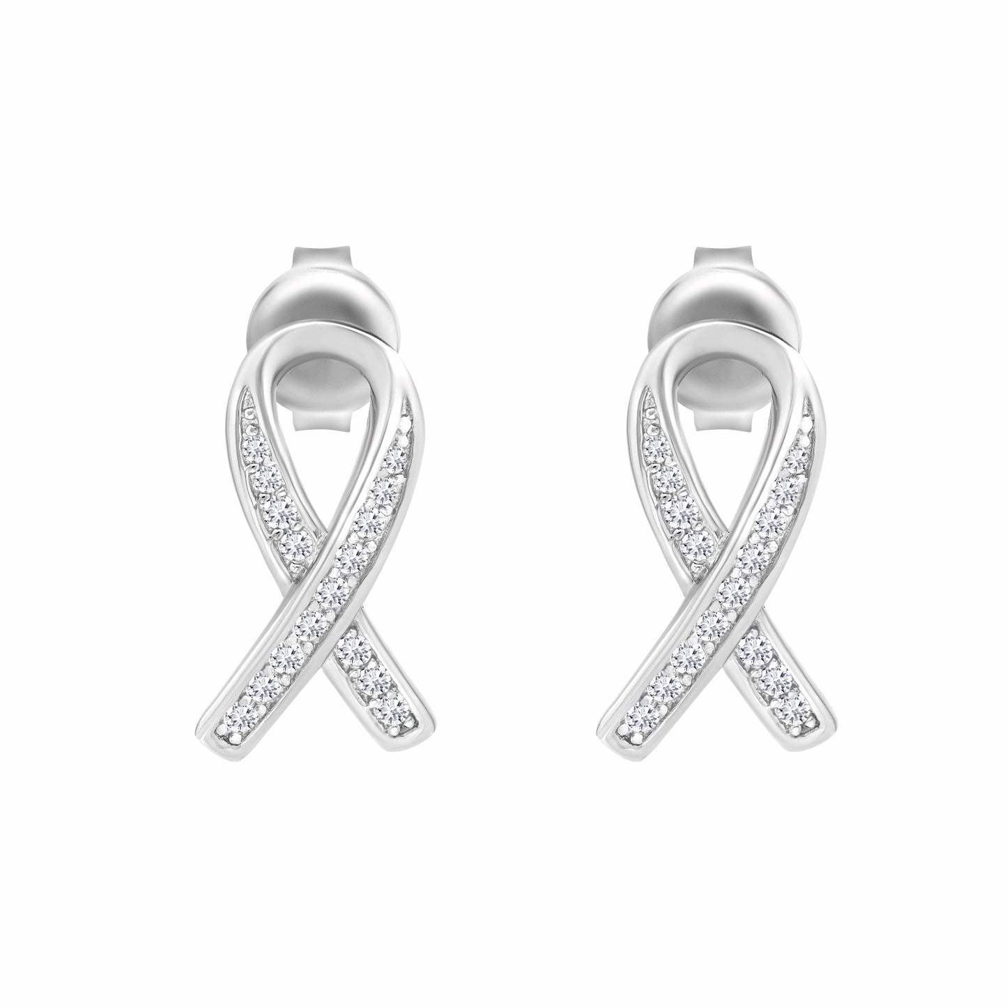 Iced Bow Silver Stud Earrings