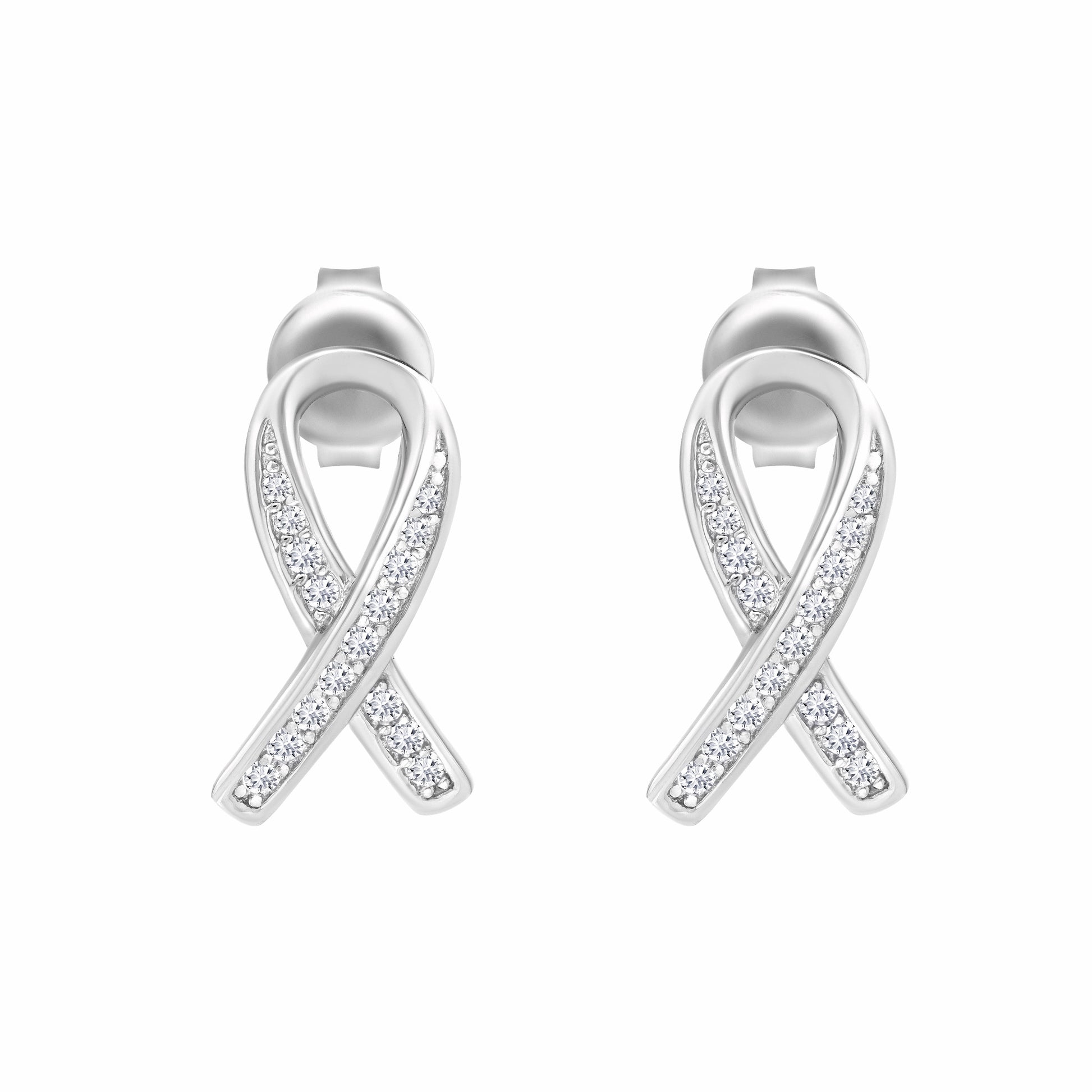 Iced Bow Silver Stud Earrings