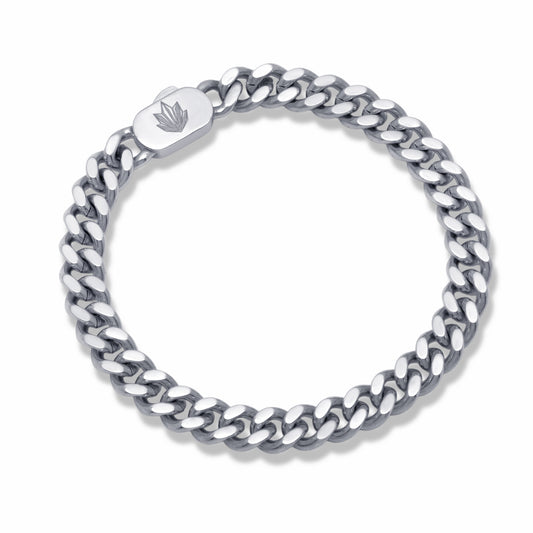 Cuban Chain Bracelet Silver 6mm on white background
