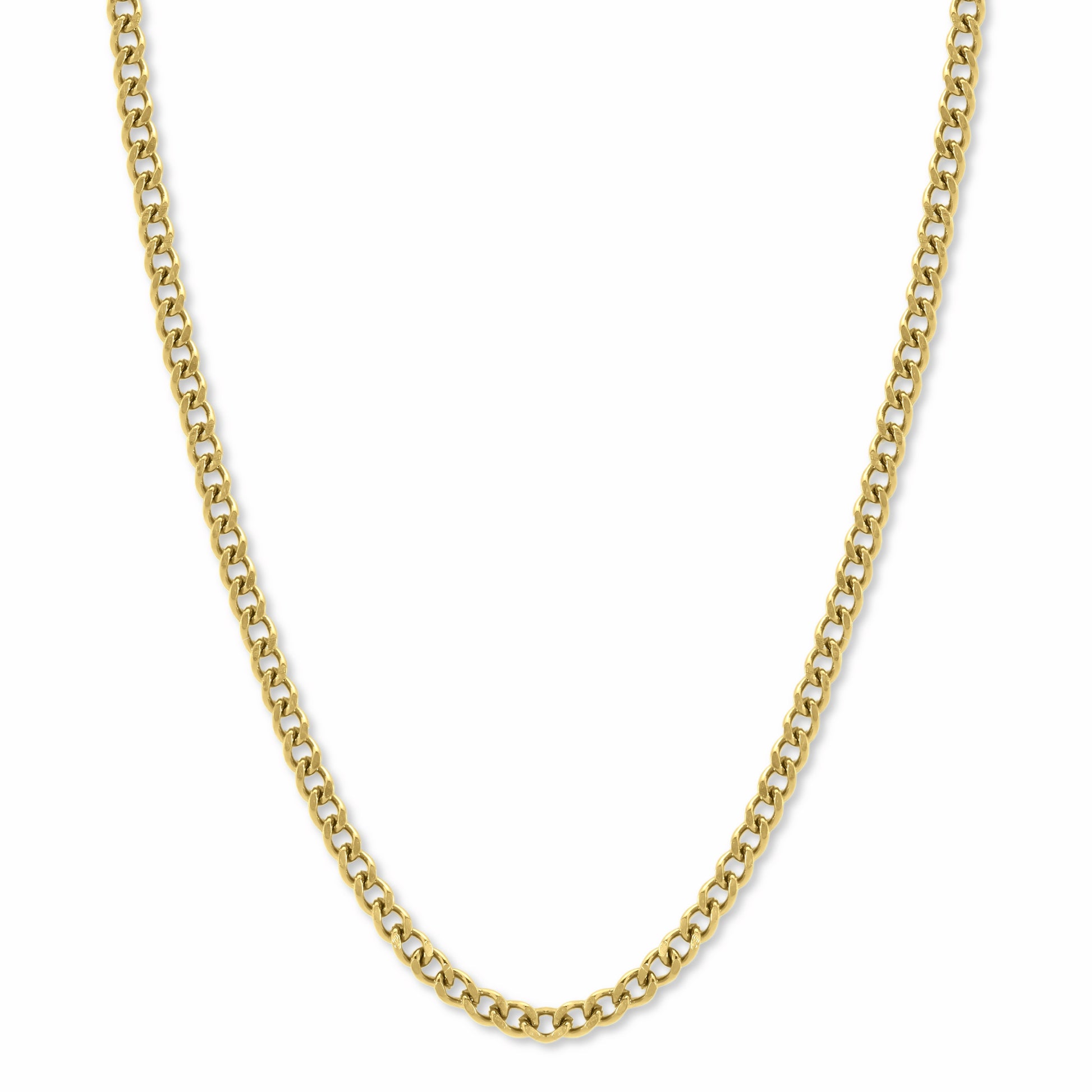 Micro Cuban Link Chain Gold 3mm on white background