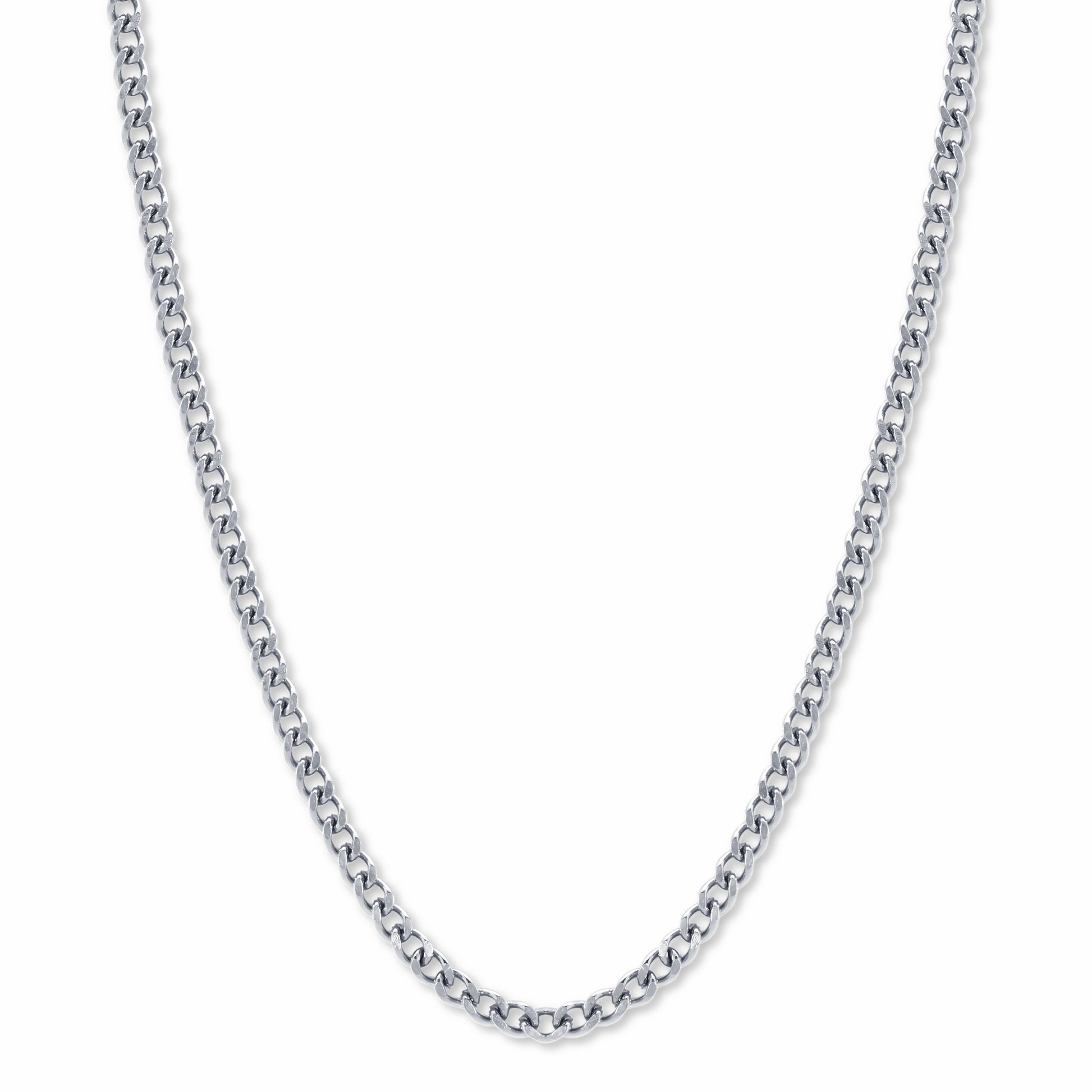 Micro Cuban Link Chain Silver 3mm on white background