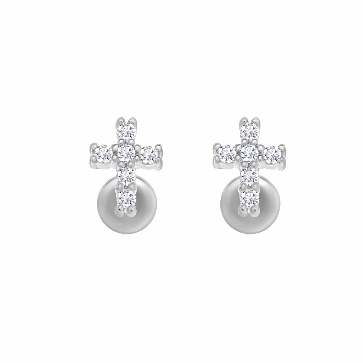 Products Cross CZ Silver Earrings