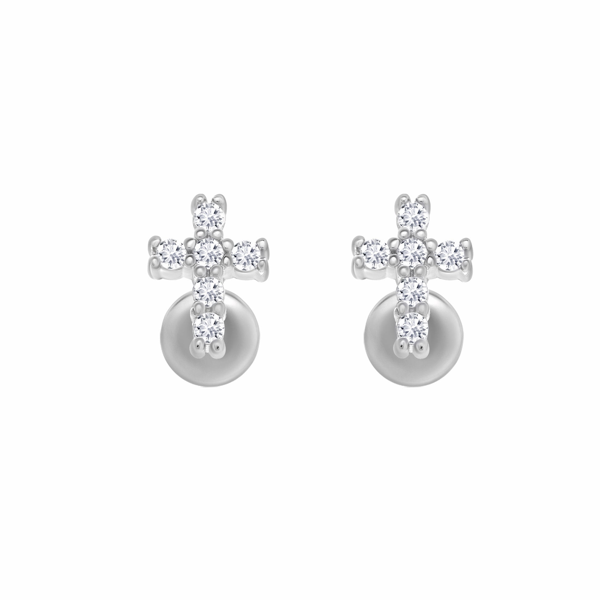 Products Cross CZ Silver Earrings