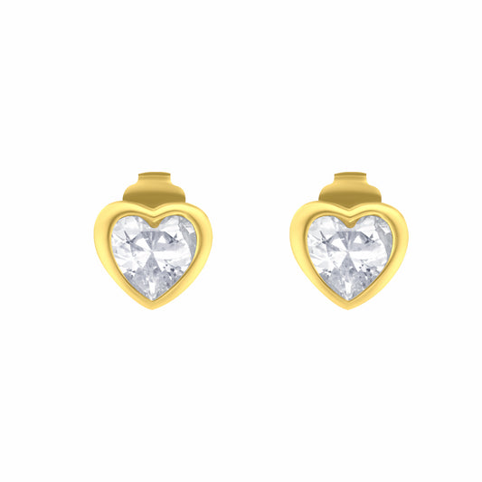 Classic Heart CZ Gold Earrings
