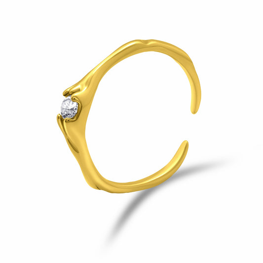 Wrinkled CZ Gold Ring