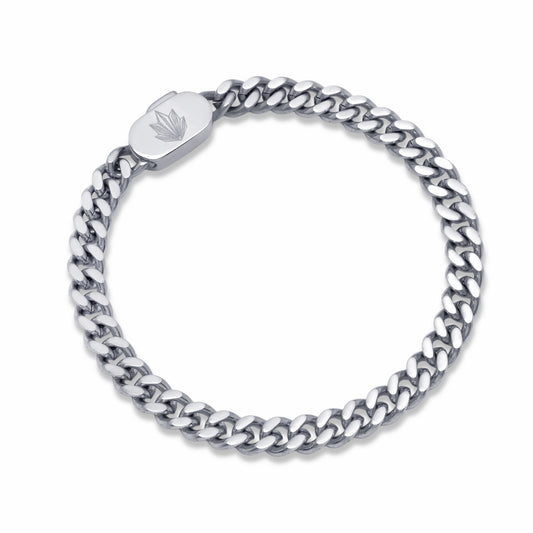 Cuban Chain Bracelet Silver 8mm on white background