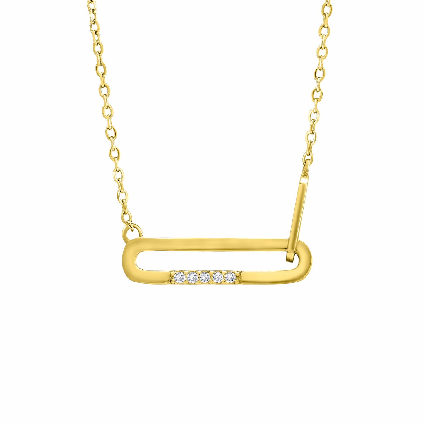 Clip CZ Gold Necklace