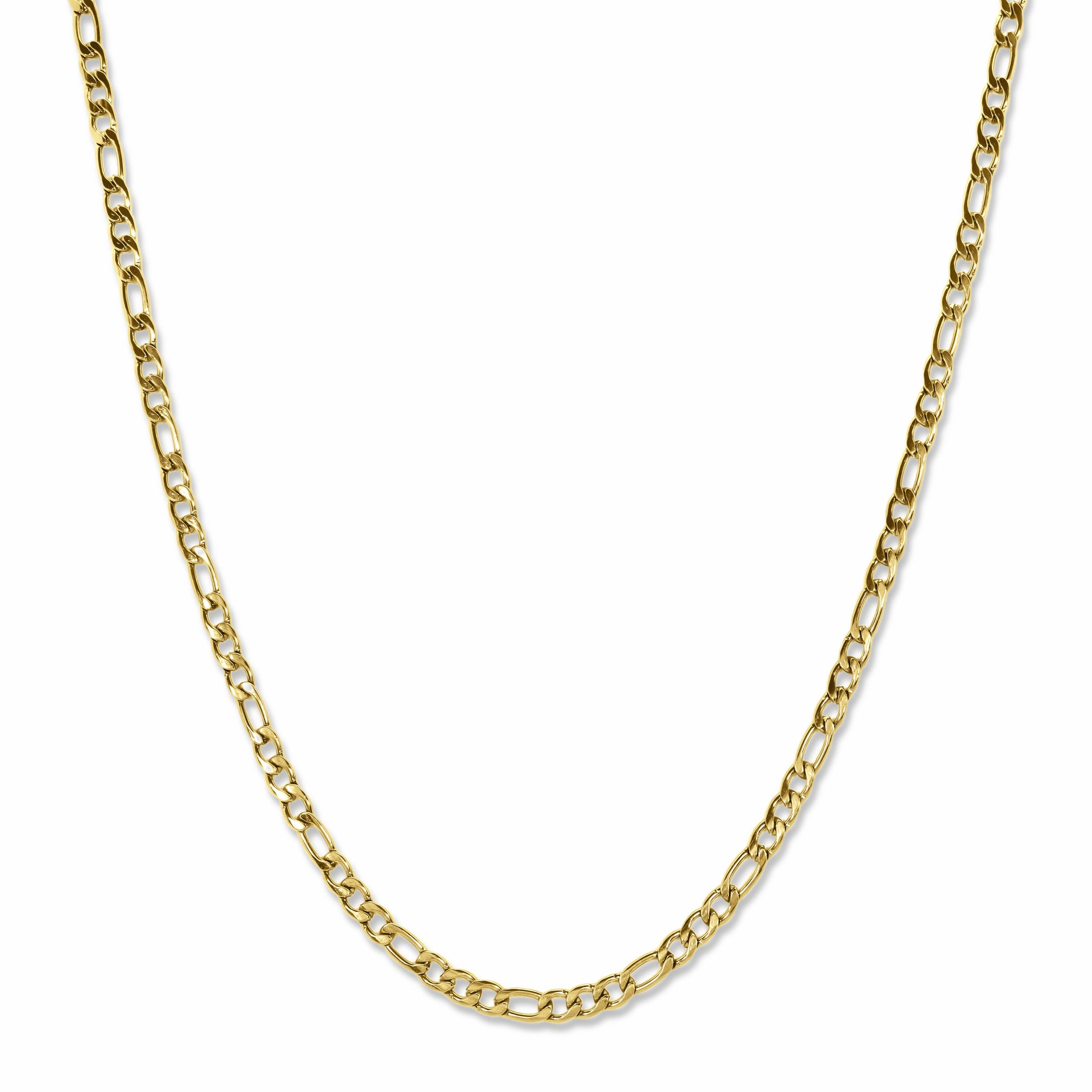 Figaro Link Chain Gold 3mm on white background