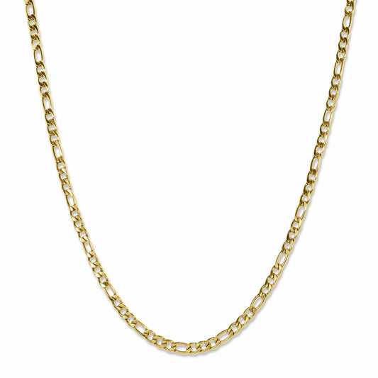 Figaro Link Chain Gold 3mm on white background