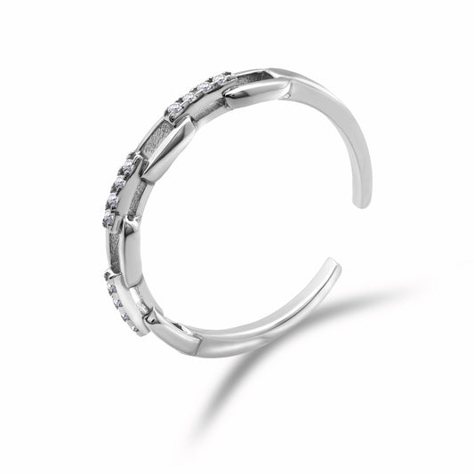 Chain CZ Silver Ring