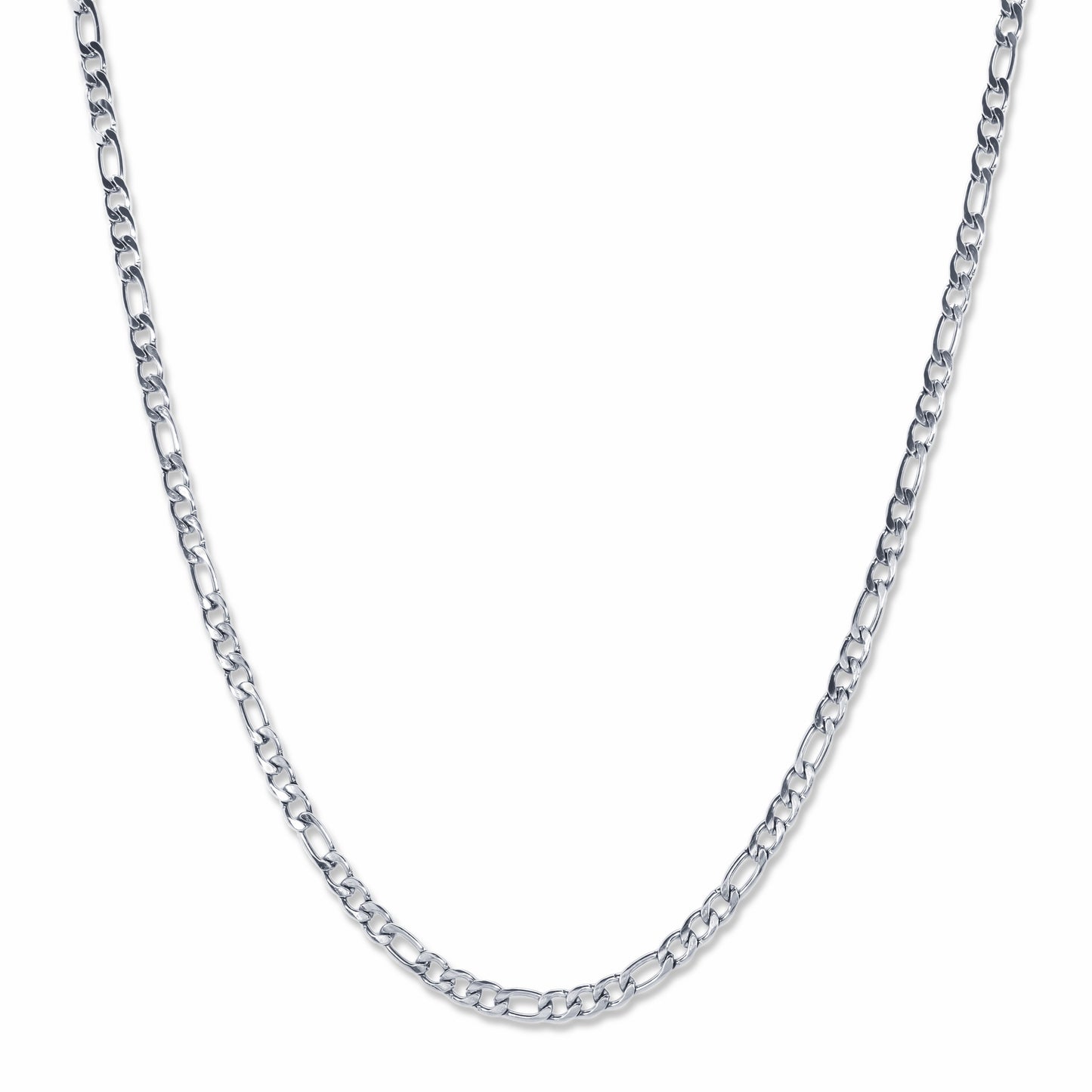 Figaro Link Chain Silver 3mm on white background