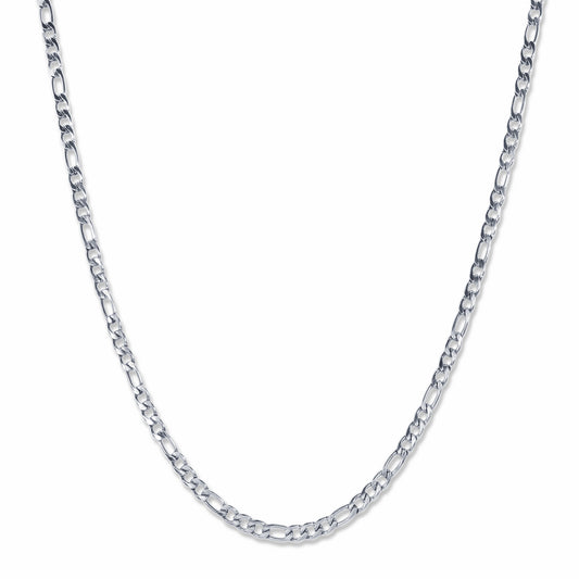 Figaro Link Chain Silver 3mm on white background