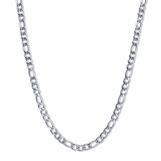 Figaro Link Chain Silver 5mm on white background