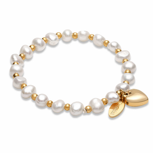 Heart Beaded Pearl Bracelet on white background