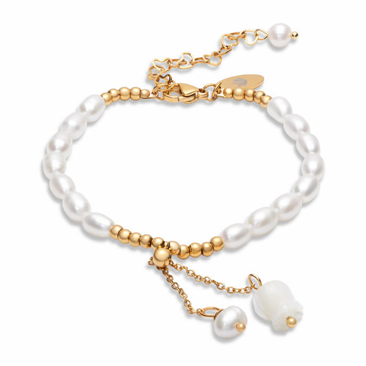 Lily of the Valley Pearl Bracelet on white background