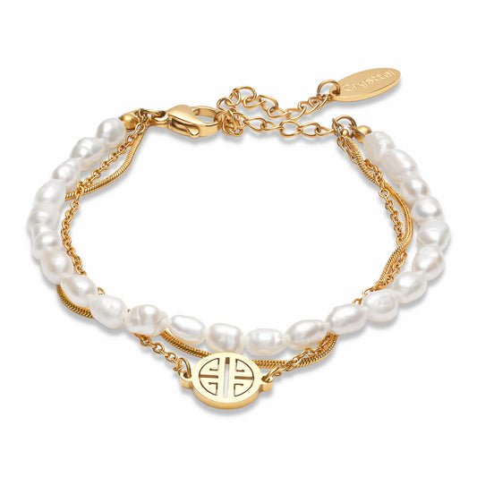 Lucky Pendant Pearl Bracelet on white background