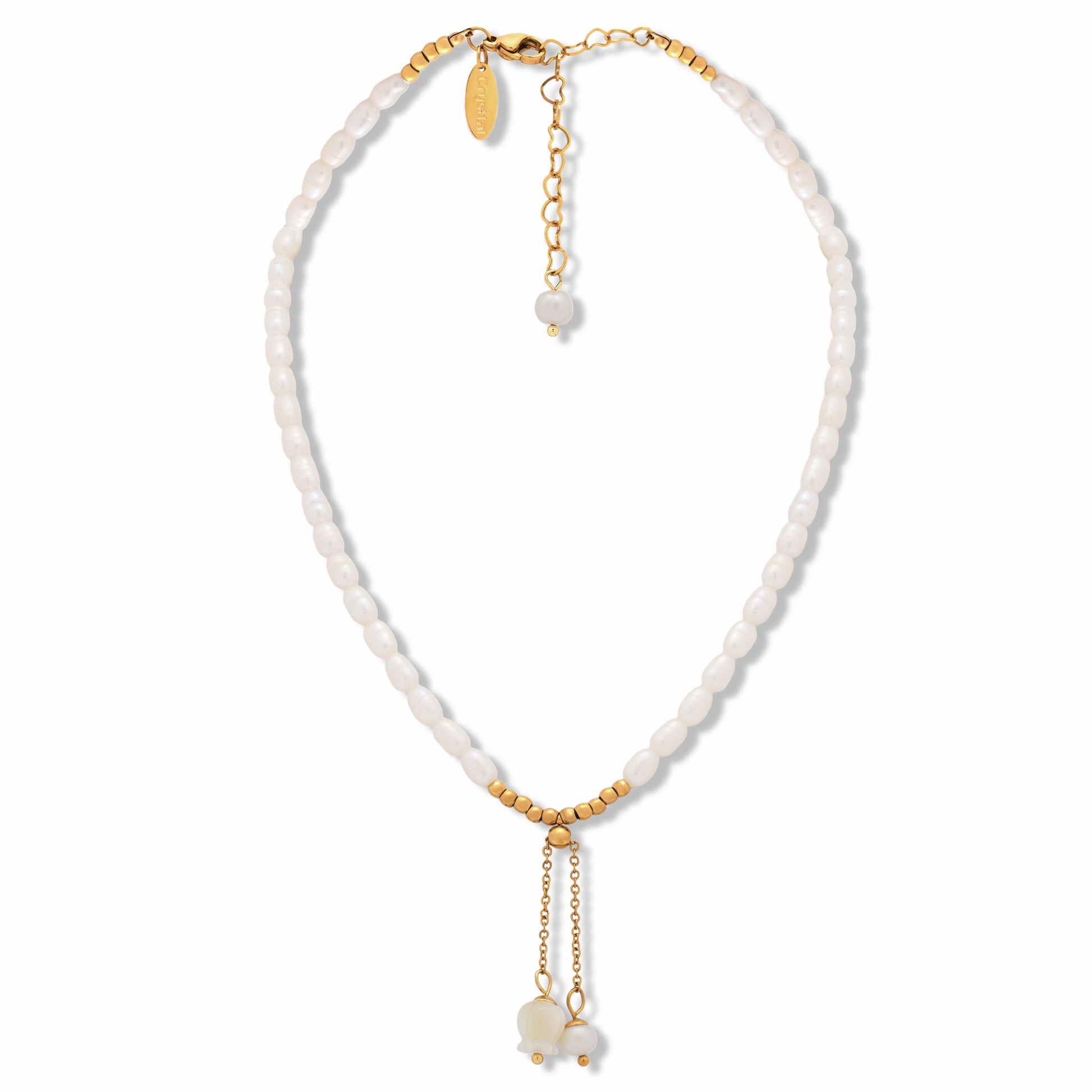 Lily of the Valley Pearl Necklace on  white background