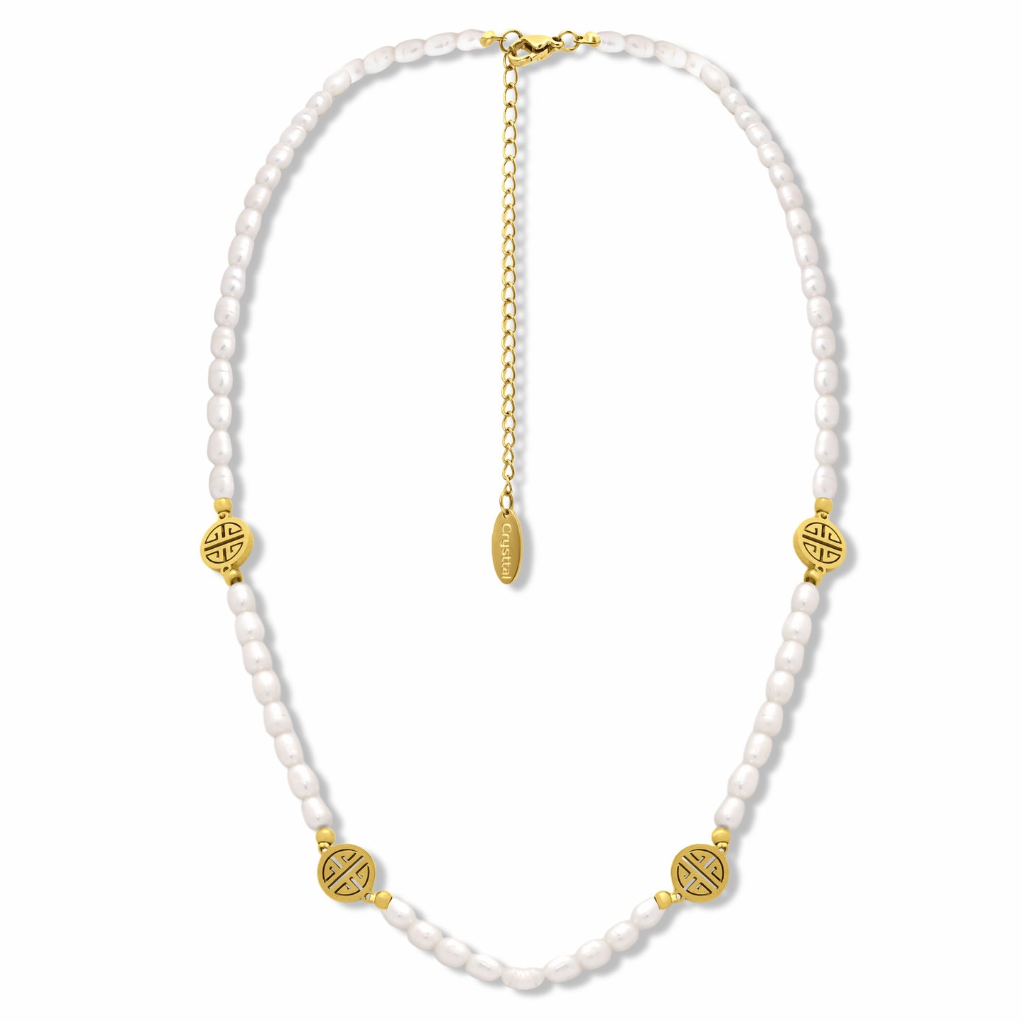 Lucky Pendant Pearl Necklace on white background