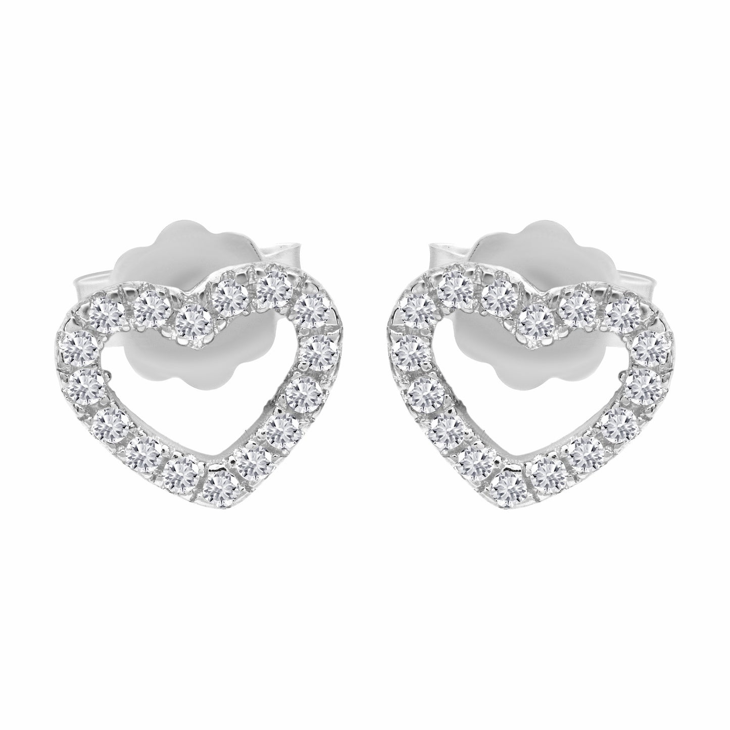 Love Heart Silver Earrings on white background