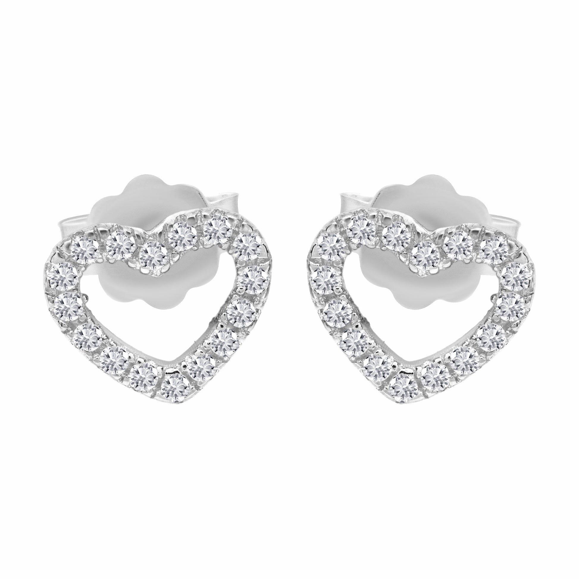 Love Heart Silver Earrings on white background