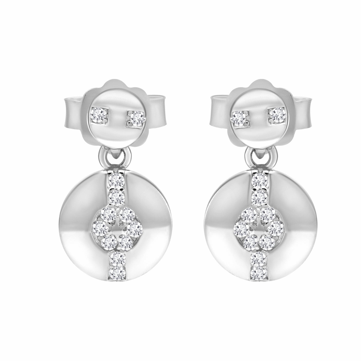 Hypnotic Solar Silver Earrings on white background
