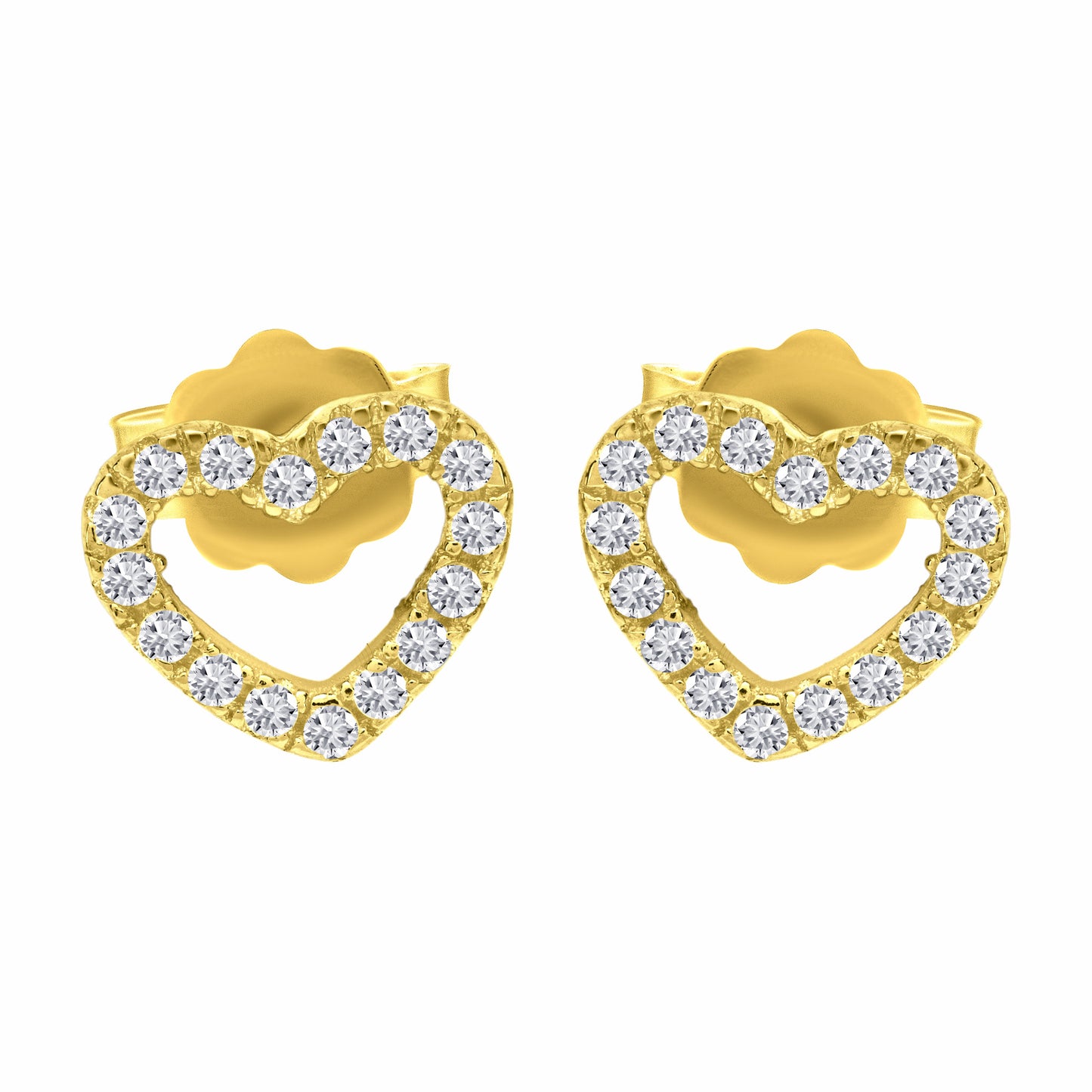 Love Heart Gold earrings on white background